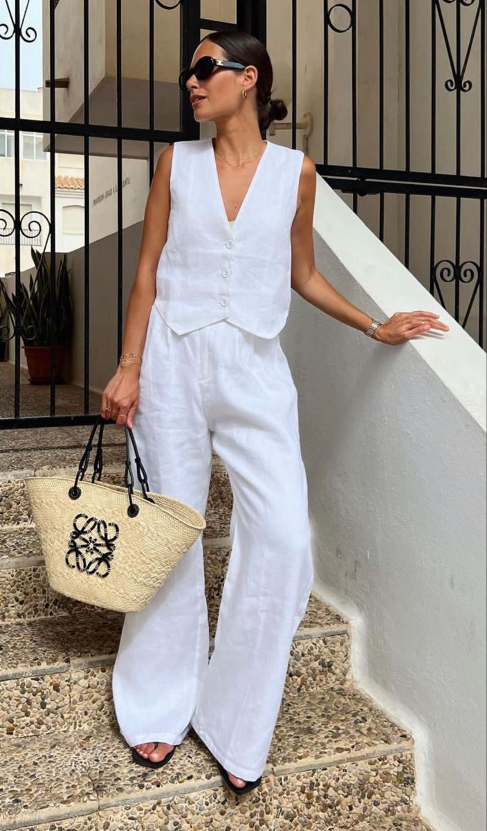 Conjunto Brisa Blanca Elegance – Colete e Calça Feminina em Linho Prime