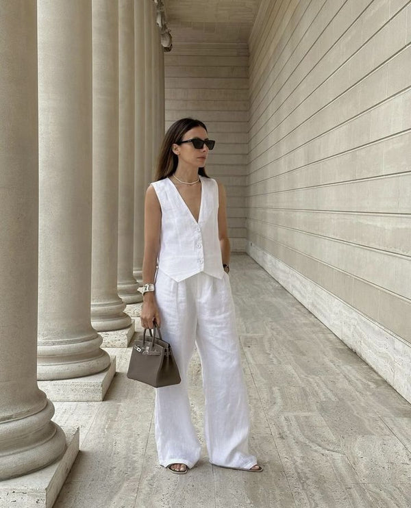 Conjunto Brisa Blanca Elegance – Colete e Calça Feminina em Linho Prime