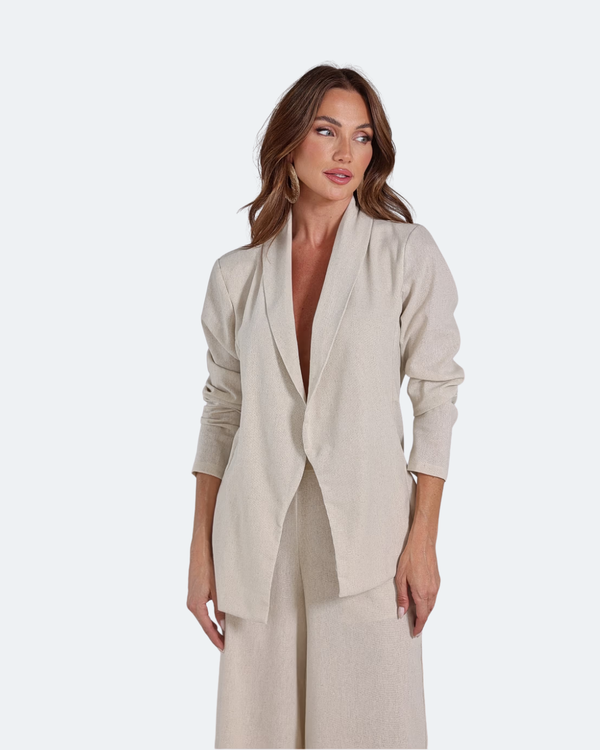 Conjunto Feminino de Linho Sophia – Blazer + Calça em Linho prime